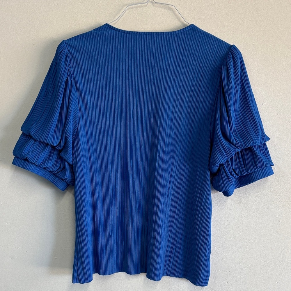 Chico's Vibrant Blue Pleated Blouse - Picture 4 of 4